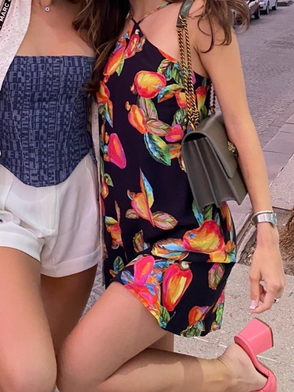 FARM Rio black mini halter slip Dress with Caju Fruit Print NWOT from Brasil 🇧🇷
